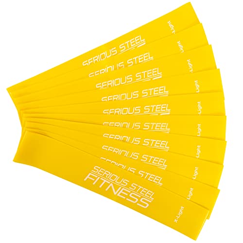 Serious Steel Fitness Mini Resistance Loop Bands | Rehab and Prehab Stretch Bands | 12" Exercise Workout Bands (Sets of 5 Pack and Sets of 10 Pack Trainer Options Available!) - color: X-Light 10 Pack (2" x 12")
