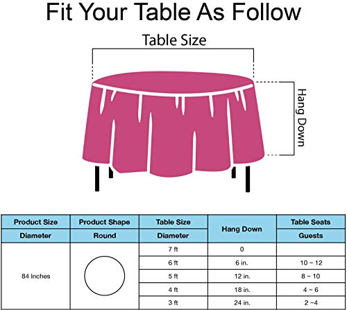 PARTY ULYJA Hot Pink Plastic Tablecloths 2 Pack Fuchsia Disposable Table Covers 84 Inch Circle Magenta Birdal Shower PEVA Cerise Table Cloths for Picnic Birthday Wedding's 6 ft Round Table Use - color: E02 Hot Pink