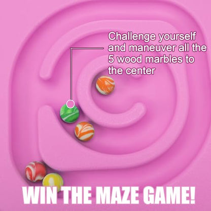 Seenelling Kids Maze Balance Board Sensory Training Toy, Pink, Round - color: Pink, style: Round