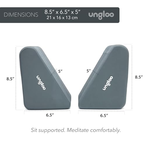 Ungloo Supportive Yoga Block Wedges for Seated Meditation – Elevates Knees, Reduces Hip Pressure, and Improves Cross-Legged Posture - color: Gray