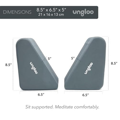 Ungloo Supportive Yoga Block Wedges for Seated Meditation – Elevates Knees, Reduces Hip Pressure, and Improves Cross-Legged Posture - color: Gray