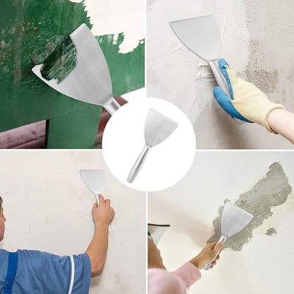 5 Pack 4 Inch Putty Knife Scraper, Putty Knife Set, Stainless Steel Putty Knife, Wallpaper Scraper Paint Scraper Tool for Spreading Drywall Spackle, Plasterboard Mud, Scraping Paint, by GENHAKON