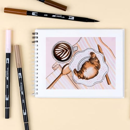 Tombow 56241 Dual Brush Pen Art Markers, Coffee Break, 6-Pack