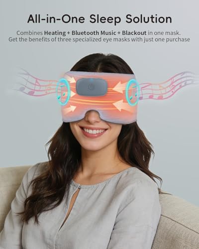 Heated Bluetooth Eye Mask for Sleep, Dry Eyes & Relaxation - color: Light Gray