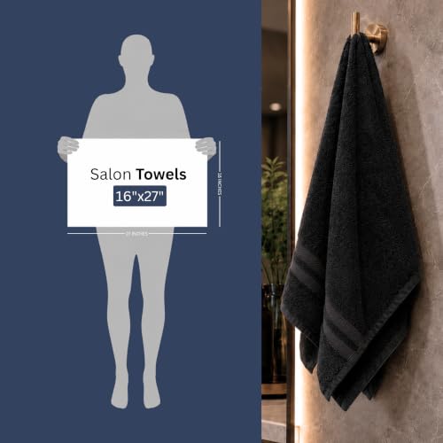 Bulk 72-Pack Professional-Grade Bleach Safe Salon Towels, 16" x 27", Black - color: Black, size: 72 Pack
