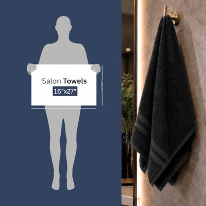 Bulk 72-Pack Professional-Grade Bleach Safe Salon Towels, 16" x 27", Black - color: Black, size: 72 Pack