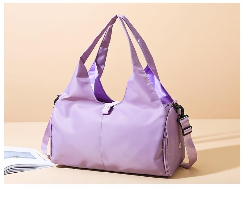 Yoga Gym Bag -Large Capacity Gym Bag with Yoga Mat Holder Water Resistant Workout Bag for Travel Workout Daily - color: Purple