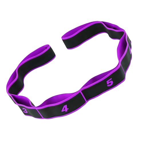 8-Section Dance Stretching Belt, Multi-Loop Pilates Pull Strap with Numbers, Elastic Latin Dance Stretch Band for Yoga, - color: Purple