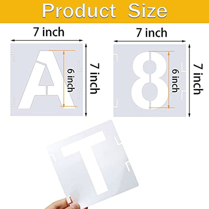YEAJON 46 Pcs Letter Stencils Symbol Numbers Craft Stencils, Reusable Alphabet Templates Interlocking Stencil Kit for Painting on Wood, Wall, Fabric, Rock, Chalkboard, Sign, DIY Art Projects(7 Inch) - size: 7 INCH