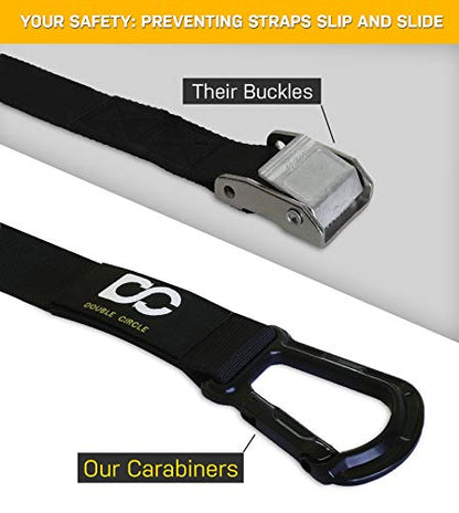 Double Circle Quick Adjust Numbered Straps for Gymnastic Rings - Carabiner System and Exercise Video Guide for Full Body Workout, Calisthenics, and Home Gym