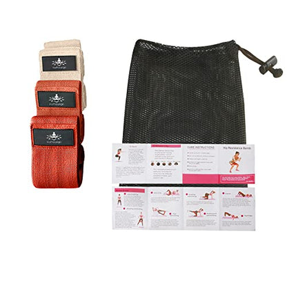 Hatha Yoga Large Resistance Band,14.5" x3.15",Fabric Exercise Loop Bands with Instruction Guide and Carry Bag, Set of 3. - color: Orange
