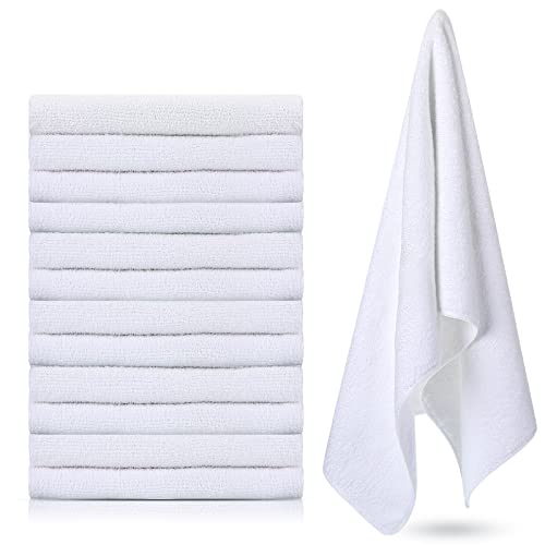 Handepo 12 Pcs Microfiber Workout Gym Towels, 360 GSM 12x30 Inch Fast Drying Yoga Towels for Sweat, Soft Gym Towel for Men Women Travel Sports(White) - color: White