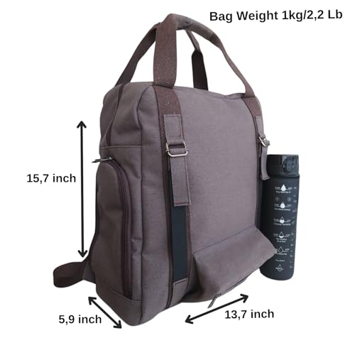 Yoga Mat Backpack. Yoga bag with front pocket for small items and also support for yoga mat to prevent from sagging. Multi Purpose bag For Office, Yoga, Travel and Gym - color: Marron Brown