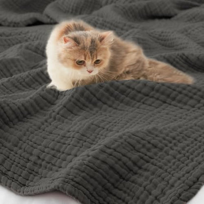 Carriediosa 100% Cotton Muslin Throw Blanket 66 x 90 Summer Gauze for Adult - color: Dark Gery, size: Twin XL