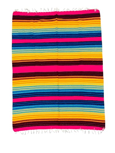 Leos Imports Mexican Fiesta Serape - Vibrant Multicolored Blanket for Yoga, Outdoor, Beach, and Decor | Cotton Blend Blanket (Pink) - color: Pink
