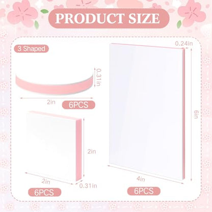 18 Pcs Rubber Stamp Carving Blocks Linoleum Blocks 4"x6" and 2"x2" Round Square Rectangle Block Carving Kit for Stamp Crafts DIY Project (Pink and White) - color: Pink and White