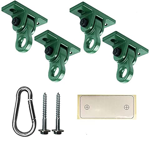 ABUSA Heavy Duty Green Swing Hangers Screws Bolts Included Over 5000 lb Capacity Playground Porch Yoga Seat Trapeze Wooden Sets Indoor Outdoor (4 Pack) - color: 4 Packs Green, size: 4 Pack