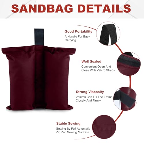 ABCCANOPY Canopy Weights 120 LBS Tent Sand Bags,4-Pack Burgundy(No Sand) - color: Burgundy, size: 120 LBS
