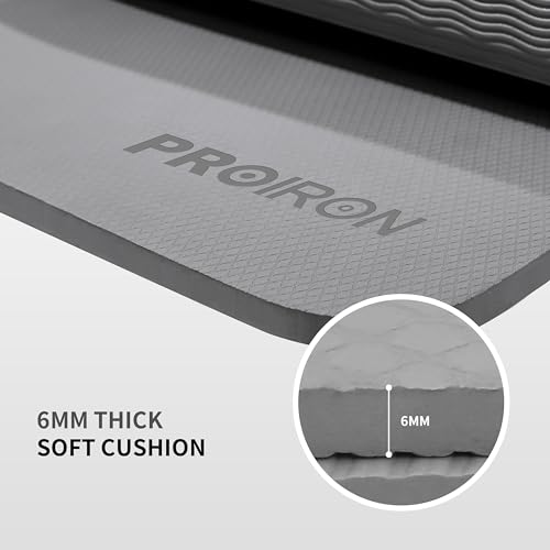 PROIRON Foldable Yoga Mat 0.24"/0.16" for Home Workout & Travel, Non Slip Travel Yoga Mats with Carry Bag, Packable Yoga Mat for Home Gym, Pilates, Fitness,Stretching - color: (0.24" TPE) Gray