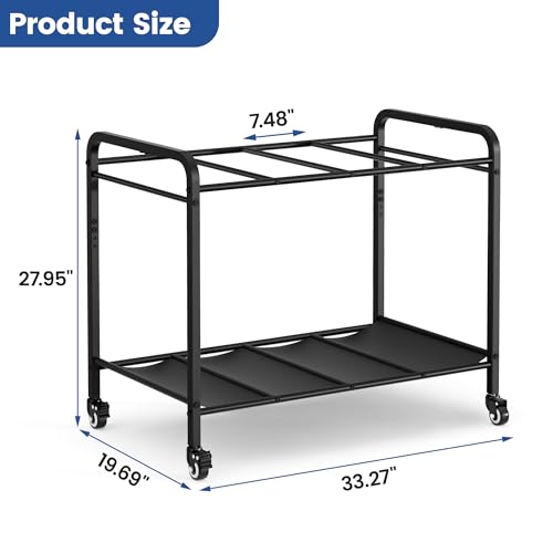Heavy-Duty Rolling Yoga Mat Storage Cart, Holds 16+ Mats, Commercial-Grade Floor-Standing Metal Yoga Mat Rack for Gym,Fitness Classes, Yoga Studio & Home Gym, Black
