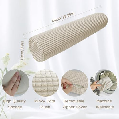 NANSHIE Neck Pillow for Sleeping, Cervical Neck Pillow Cylinder Bolster Pillow, Round Foam PillowCore Plush Washable Cover, Multi-Functional Support Pillow for Home Office Travel Yoga (Khaki)