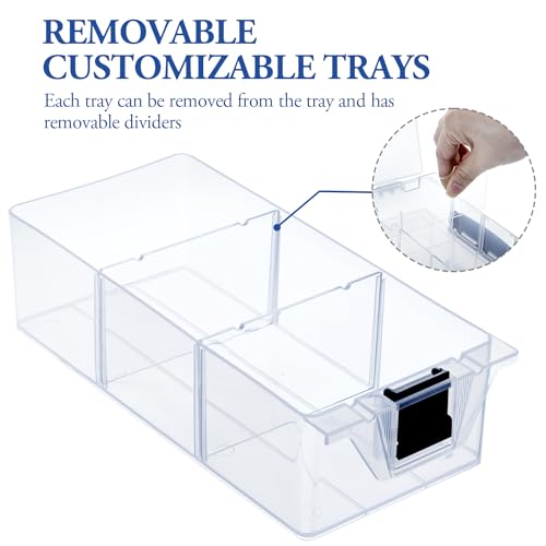 MyGift 11 Inch Clear Plastic Storage Box Container, Arts and Crafts Sewing Supplies Organizer Case with Black Accents, 24 Customizable Compartments, and 6 Drawers with Removable Dividers | Sewing Supplies Organizer Case with Black Accents, 24 Customizable