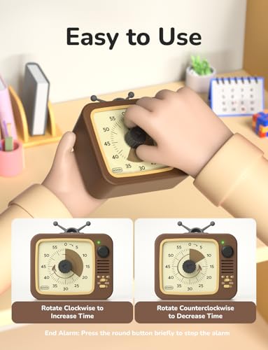 LIORQUE Visual Timer for Kids with Pause, 60 Minute Countdown Timer, Brown - color: Coffee Brown