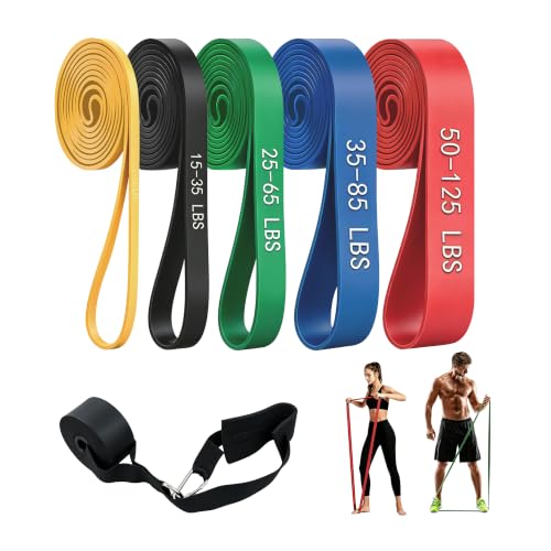 Resistance Bands with Door Anchor, Pull Up Assistance Bands for Working Out - color: 5PCS-Colorful