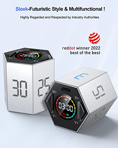 Ticktime T6 Pomodoro Timer Cube for Focus, Study, Work, Task, ADHD, Kitchen - color: Gray