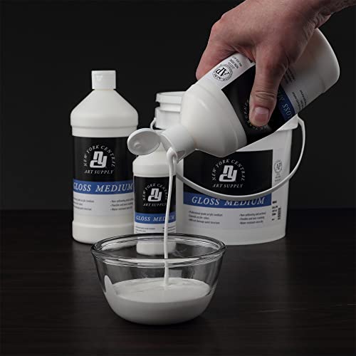 New York Central Acrylic Mediums - Non-Cracking Professional Grade Paint Medium for Heavy Body Paint, Collage, Mixed Media, Photo Transfers & More! - [Gloss - 4 oz] - color: Gloss, size: 4 oz