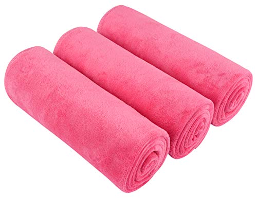 SINLAND Microfiber Gym Towels, Workout Sweat Towel 16x32In - color: Dark Pinkx3