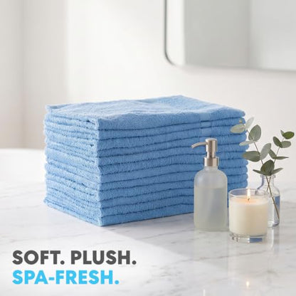 Simpli-Magic Cotton Hand Towels 16"x27" (12 Pack) – Soft Towels for Bathroom, Kitchen, Salon & Gym (Blue) - color: New Blue, size: 16 in x 27 in
