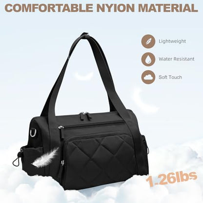 SYTRAH Gym Bag for Women, Duffle Sport Purse for Travel & Dance Black - color: Black(No shoe compartment)