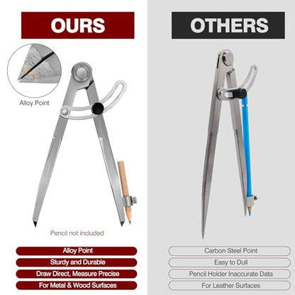 6 inch Alloy Professional Woodworking Pencil Compass Scribe Tool with Lock | Wing Drafting Divider Scriber with Pencil Holder,Metal Leather Work Scribe Tool Carpenter Compass for Geometry - size: 1 Count (Pack of 1)