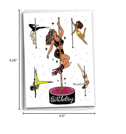 Fun Birthday Card for Pole Dance Enthusiasts - style: Pole Dance