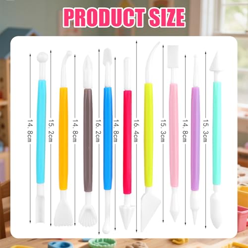 Clay Tools, 9Pcs Air Dry Clay Tool Polymer Clay Tools, Double-Ended Safe Ultralight for Beginner