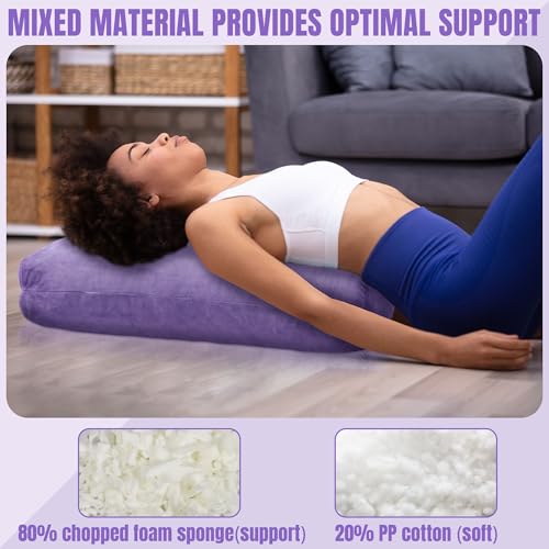MABOZOO Yoga Bolster Pillow, Rectangular Bolster for Restorative Yoga & Meditation, Professional Meditation Cushion with Carry Handle, 27"X10"X6" - color: purple