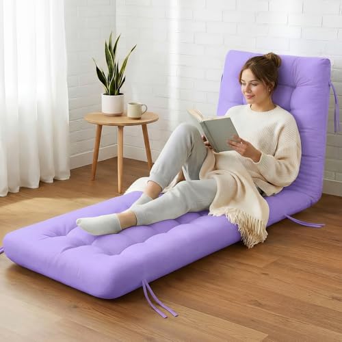 Vercraft Long Floor Cushion Large Floor Cushion with Brushed Cotton 74.8 x 27.5 x 3.15 in Jumbo Lounger Pillow for Outdoor Indoor Bay Window Meditation Yoga Reading Sleeping(1 Pc,Purple) - color: Purple