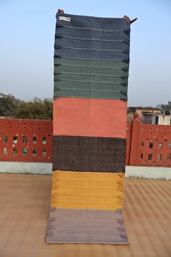 Jaipur Art & Rugs Cotton Yoga Rug - Eco-Friendly Hand-Woven Thick Mat (24”x72”x5mm) for Everyday Fitness at Home - Comfortable & Extra-Long - color: Multicolor 1