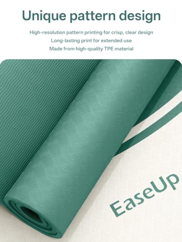 EaseUp 10mm Thick Yoga Mat, 73"×31.5" Extra Wide, Non-Slip with Strap - color: Green