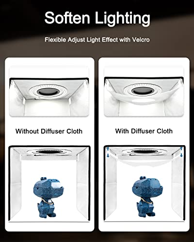 Light Box Photography, 16x16 Inch Photo Light Box with 160 Dimmable LED Lights (CRI 97+), 6 PVC & 2 Paper Backdrops, Portable Studio Box for Product Photography: Jewelry, Food, Shoes - size: 16*16 inch