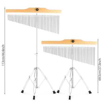 EASTROCK 36 Note Chimes Single-row Bar Chime Height-Adjustable Stand Silver - color: 36note Silver