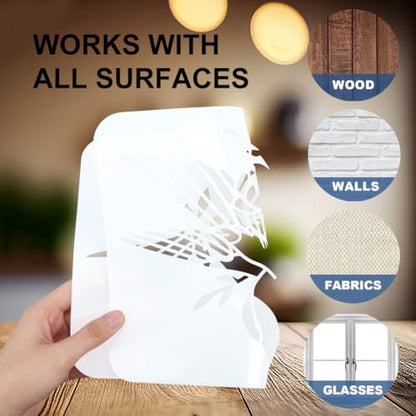 MAYJOYDIY 2 Styles Maneki Neko Fish Stencils Reusable Template with Paint Brush Cat 11.8×11.8" for Home Decoration Wood Wall Canvas Furniture - style: Maneki Neko