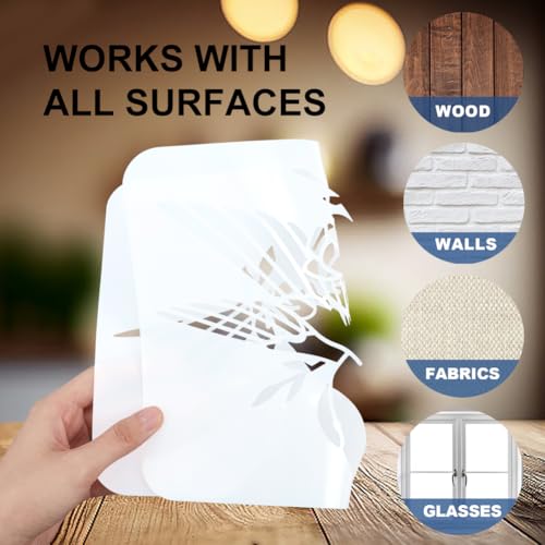 MAYJOYDIY 2 Styles Swordsman Stencils Reusable Drawing Template with Paint Brush Japanese Style Samurai 11.8×11.8" for Home Decoration Wood Wall Canvas Furniture - style: Swordsman