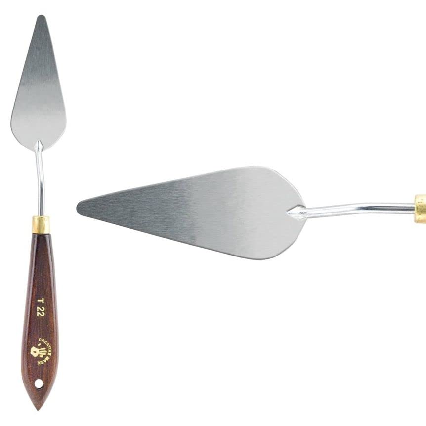 Creative Mark Stainless Steel Palette Knife Painting Tools - Paint Palette with Wooden Handle - Variety of Shapes and Sizes - 22T, 3-1/4 in - color: 22t, size: 3-1/4 in