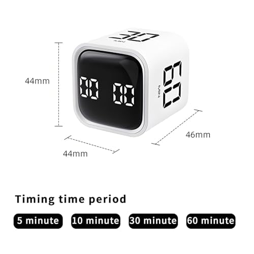 Qumox Pomodoro Timer, Cube Productivity Timer with Adjustable Sound and Vibration Alert, Ideal for Work, Office, ADHD, Study, and Tasks - 5/10/30/60 Minutes & Custom Countdown - White - color: White
