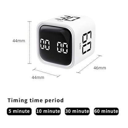 Qumox Pomodoro Timer, Cube Productivity Timer with Adjustable Sound and Vibration Alert, Ideal for Work, Office, ADHD, Study, and Tasks - 5/10/30/60 Minutes & Custom Countdown - White - color: White