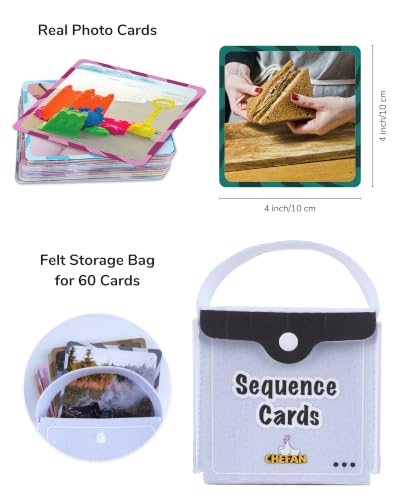 CHEFAN Sequencing Cards, Sequence Game for Kids, Daily Routine for Speech Therapy, Sentence Building for Autism, Special Education, Preschool, Classroom - size: 3-Step Cards