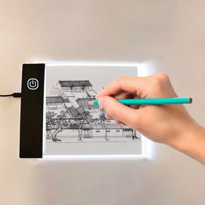 Tiiyee LED Light Board, A6 Tracing Light Box Small Copy Board Tracer Pad Slim Portable Flip Book Dimmable Artcraft Trace Light Pad Tablet for Drawing Painting Sketching Animation Streaming USB Powered