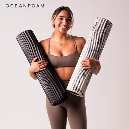 Oceanfoam Tsunami Roller (Black) - Extra-Large, 26" x 5.9" - Soft, Textured Foam Roller for Physical Therapy, Back Pain, Exercise & Stretching - Wave Textured - Yoga, Athletics, & Wellness - color: Black